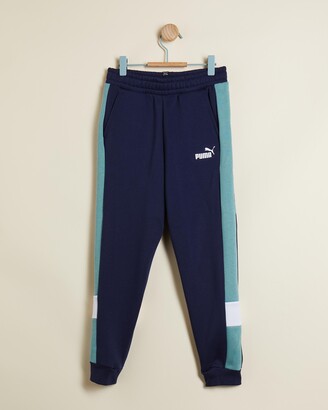 Puma Blue Sweatpants - ESS Colorblock Pants - Teens - Size M at The Iconic