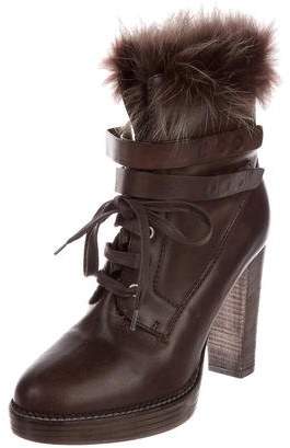 Brunello Cucinelli Fur-Trimmed Ankle Boots