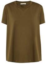 Thumbnail for your product : Moncler Ruffle-trimmed Cotton T-shirt - Womens - Khaki