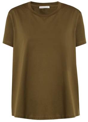 Moncler Ruffle-trimmed Cotton T-shirt - Womens - Khaki