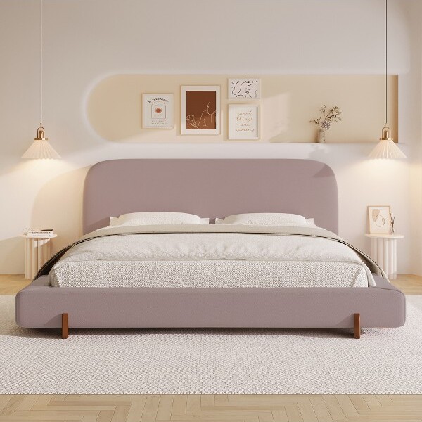 EPOCH VENTS KingSizePlatformBedwithUpholsteredHeadboard