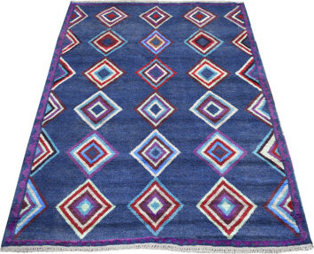 One-of-a-Kind Ashlar Hand-Knotted 2010s Baluch Blue 4'2" x 5'7" Area Rug