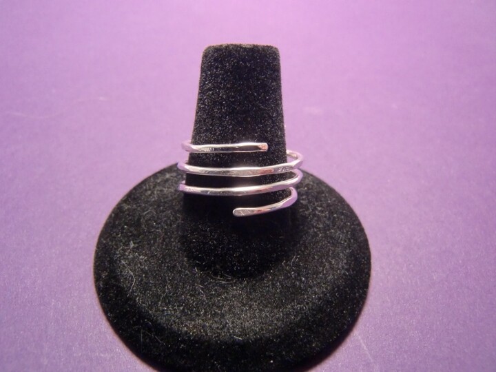 Handmade Hammered Sterling Silver Twist Ring - Adjustable Wrap