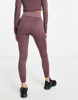 Puma Training formknit seamless high waist 7/8 leggings in mauve leopard  print - ShopStyle Activewear Trousers