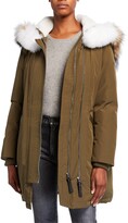 Thumbnail for your product : Derek Lam 10 Crosby Two-Zip Detachable Fur-Trim Anorak Coat