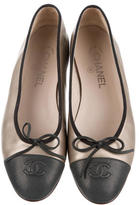Thumbnail for your product : Chanel Metallic Cap-Toe Flats