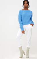 Thumbnail for your product : PrettyLittleThing Cream Slash Neck Crop Jumper