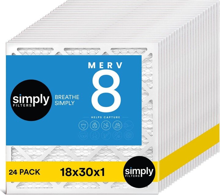 18 in. x 30 in. x 1 in. MERV 8 FPR 5-Pleated Furnace Air Filter (24-Pack)
