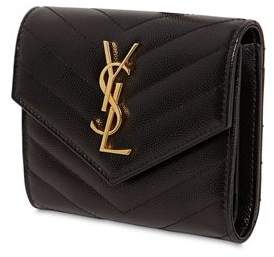 Saint Laurent Compact 3 Fold Quilted Leather Wallet