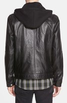 Thumbnail for your product : 7 Diamonds 'Los Angeles' Trim Fit Leather Moto Jacket with Inset Hood (Online Only)