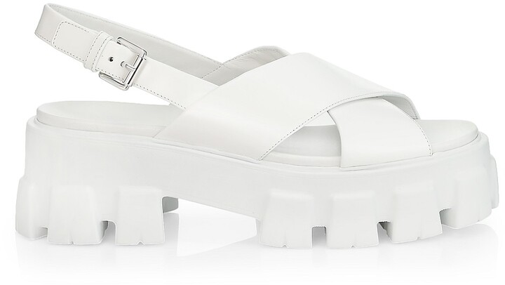 Prada Lug-Sole Leather Platform Slingback Sandals - ShopStyle