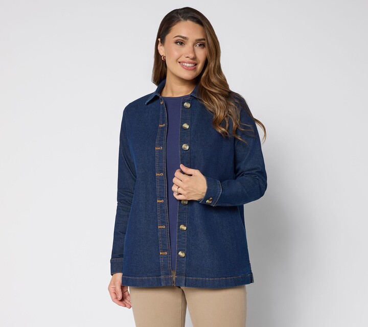 Denim & Co. Reg Classic Stretch Button Front Denim Jacket