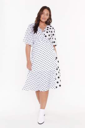 Nasty Gal Womens Polka Dot Print Mix Frill Midi Dress - White - 16, White