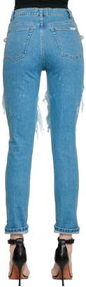 Couture Forte Dei Marmi Embellished Cotton Denim Cut Out Jeans