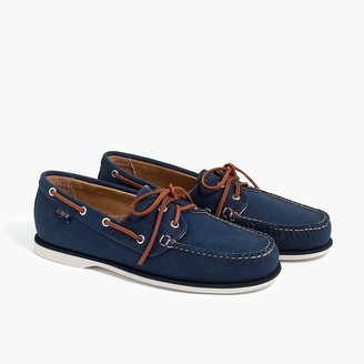 mens white canvas boat shoes