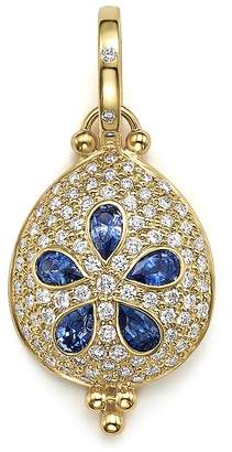 Temple St. Clair 18K Gold Sea Biscuit Pendant with Sapphire and Pave Diamonds