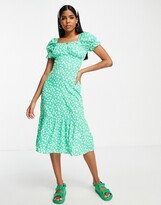 Thumbnail for your product : Influence corset detail midi dress in green floral print