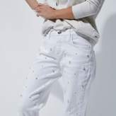 Thumbnail for your product : River Island Womens Petite white faux pearl boyfriend jeans