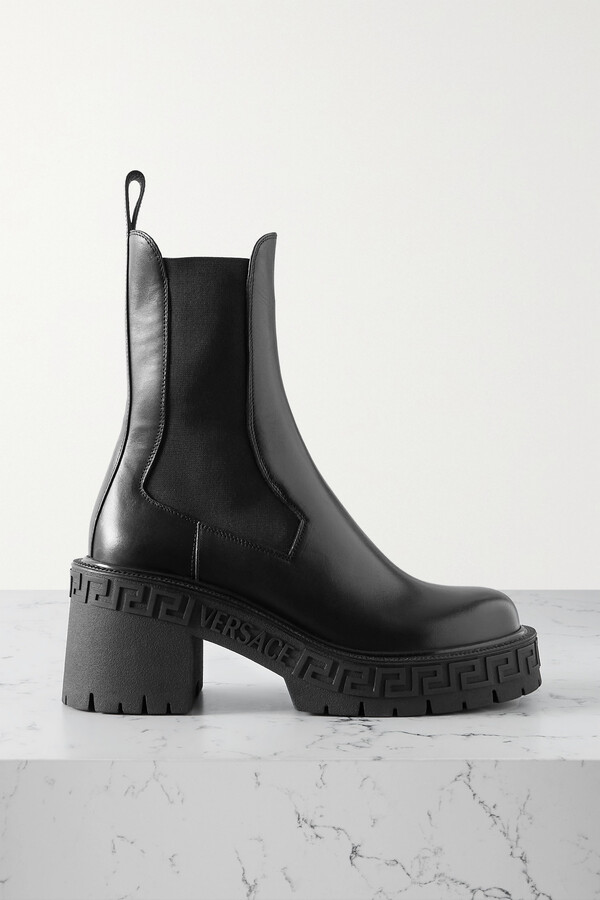 Versace Rubber-trimmed Leather Platform Chelsea Boots - - ShopStyle