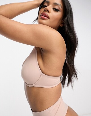 ASOS DESIGN Fuller Bust padded plunge t-shirt bra with underwire in beige
