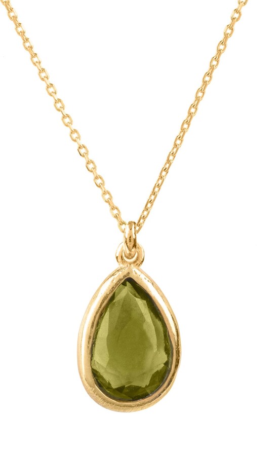 Latelita Gold / Green Pisa Mini Teardrop Necklace Gold Peridot