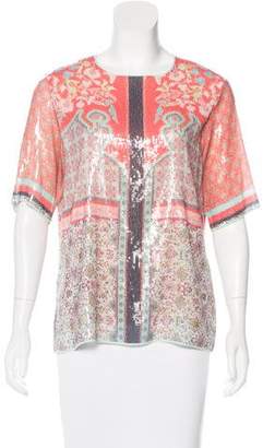 Clover Canyon Embellished Abstract Print Top
