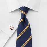 Thumbnail for your product : Charles Tyrwhitt Navy and gold silk classic double stripe tie