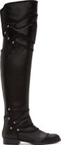 Thumbnail for your product : Dolce & Gabbana Black Nappa Leather Tall Studded Armor Boots