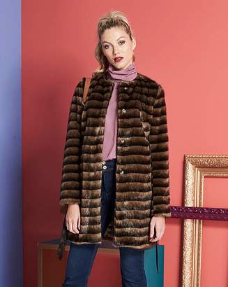Fashion World Collarless Belted Faux Fur Coat