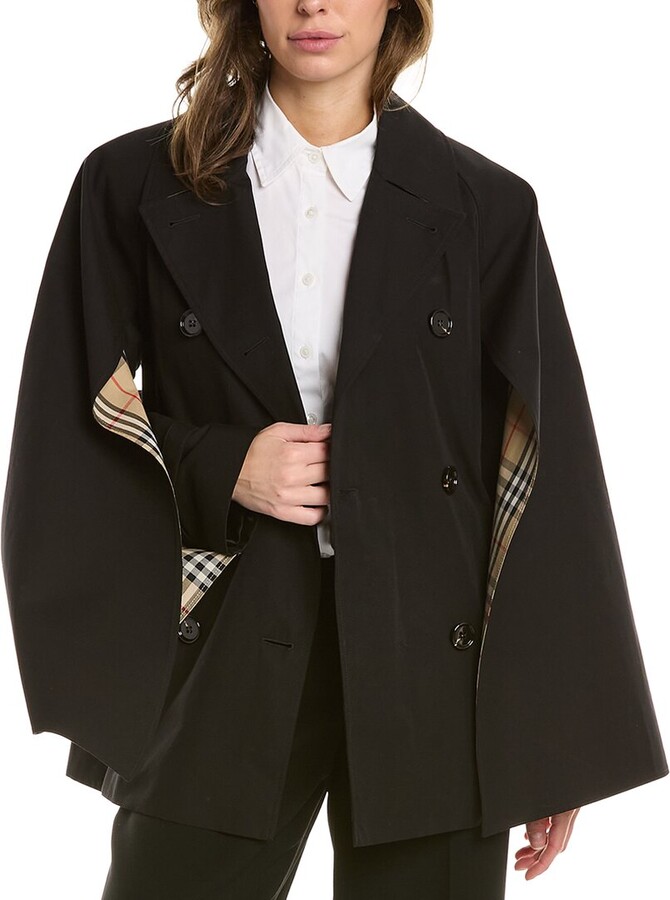 Burberry Cape Sleeve Cropped Trench Jacket ShopStyle