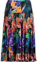 Matthew Williamson Black Marakas Montage Pleated Printed Silk-Satin Skirt