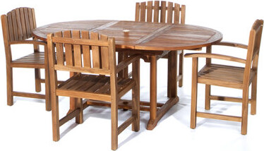 All Things Cedar 5-Piece Oval Extension Table Dining Chair Set