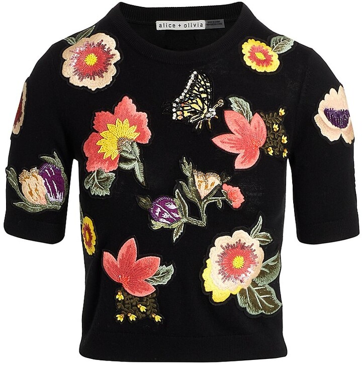 Alice + Olivia Ciara Embroidered Sweater - ShopStyle