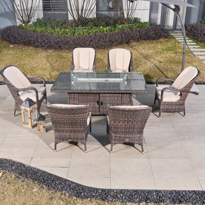 Winston Porter Cambrya Wicker/Rattan 6 - Person Seating Group with Cushions