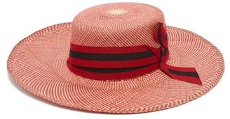 Sensi Trinado Ribbon Trim Straw Boater Hat - Womens - Red