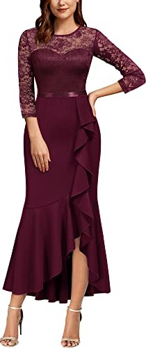 MISSMAY Women's Vintage Lace 2/3 Sleeves Evening Party Wedding