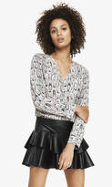 Thumbnail for your product : Express Snakeskin Print V-Neck Convertible Sleeve Shirt