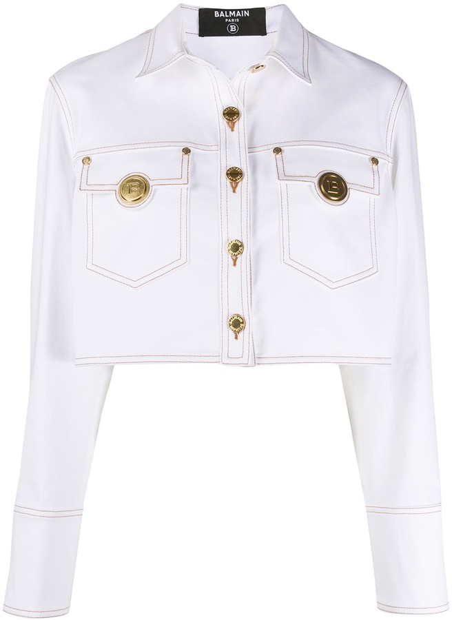 white denim jacket gold buttons
