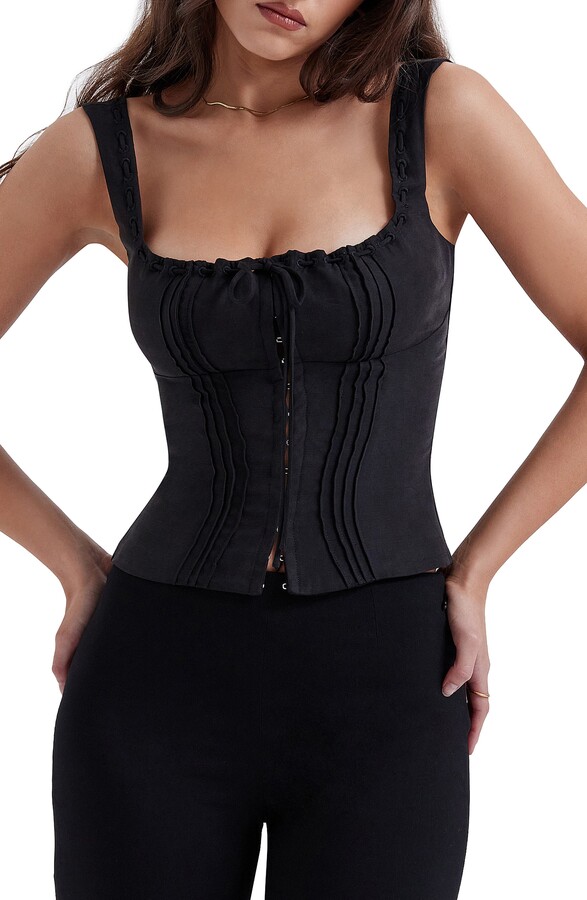 House Of CB Lydia Plunge Corset In Black