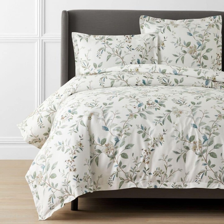 The Company Store Legends Hotel Whispering Leaves Cream Multi Full Wrinkle-Free Sateen Duvet Cover