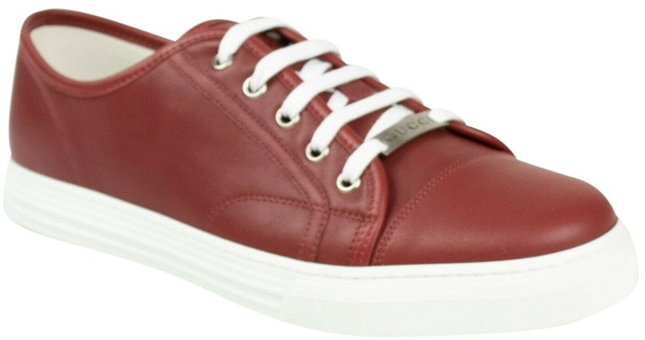 burgundy leather trainers