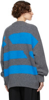 Thumbnail for your product : Ader Error Grey & Blue Crooked Stripe Crewneck Sweater