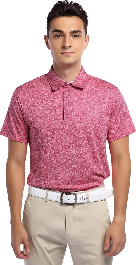 Clearlove Men's Formal Solid Colour Casual Golf Shirts Polo (Purplered ...
