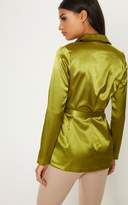 Thumbnail for your product : PrettyLittleThing Olive Satin Military Blazer