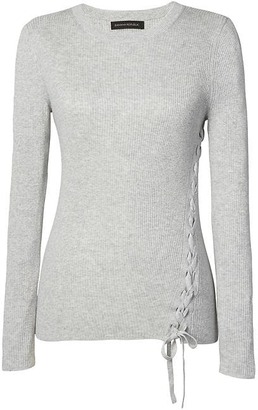 Banana Republic Cotton-Blend Lace-Up Ribbed Crew