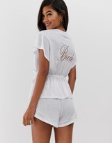 Thumbnail for your product : ASOS DESIGN bride wrap pyjama short set