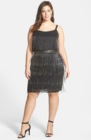 Thumbnail for your product : Adrianna Papell Beaded Fringe Cocktail Dress (Plus Size)