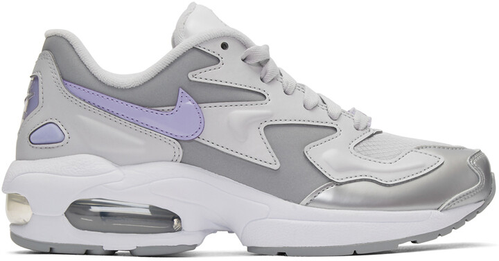Nike Grey & Purple Air Max 2 Light Sneakers - ShopStyle