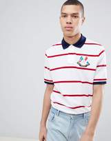 Thumbnail for your product : Polo Ralph Lauren Bring It Back Embroidered Flags Stripe Pique Polo Contrast Collar Custom Regular Fit In White/Red