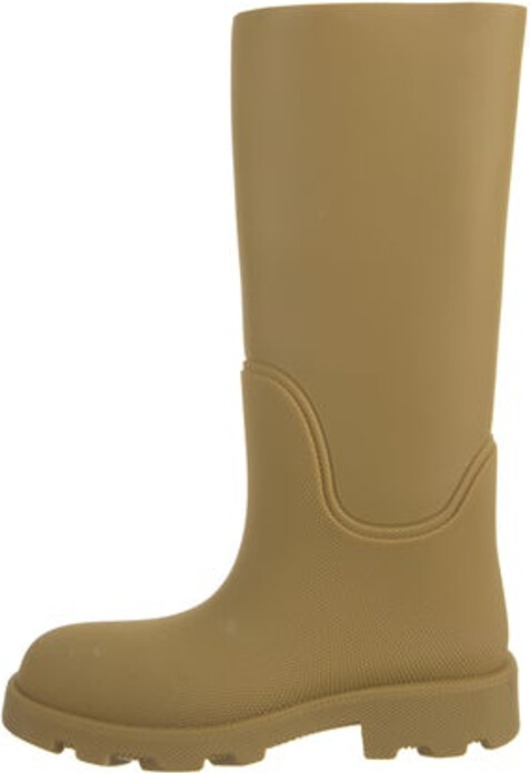 Burberry Rubber Mid-Calf Rain Boots Neutrals Round-Toes Designer